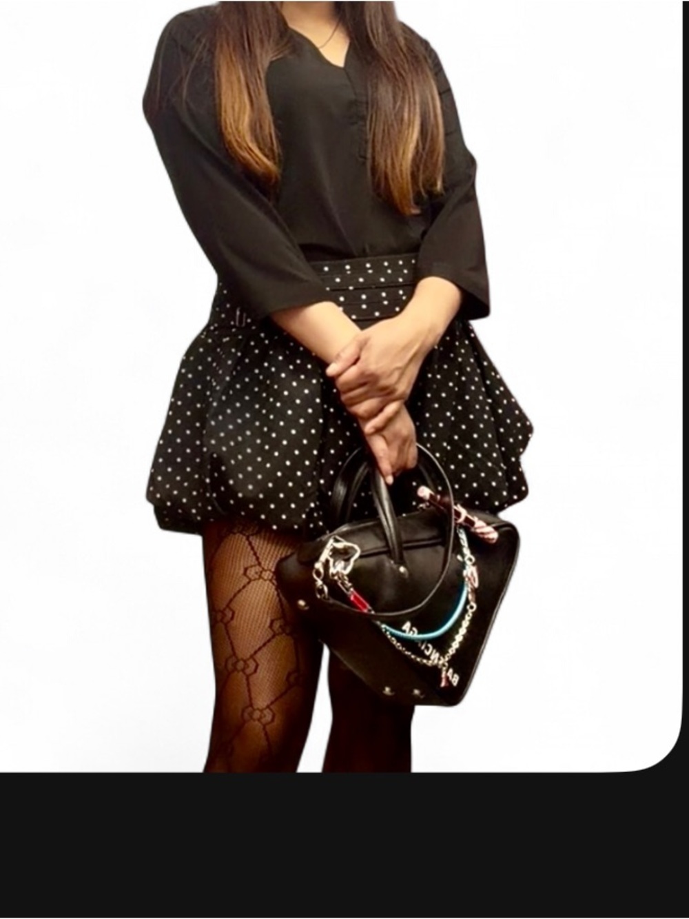 Black Polka Dot Bubble Skirt